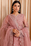 Farasha Luxury Formal Embroidered Net Unstitched 3Pc Suit - Pastel Peach