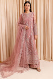 Farasha Luxury Formal Embroidered Net Unstitched 3Pc Suit - Pastel Peach