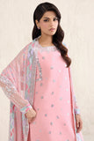 Farasha Embroidered Luxury Chiffon Unstitched 3Pc Suit - Pastel Rose