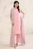 Farasha Embroidered Luxury Chiffon Unstitched 3Pc Suit - Pastel Rose