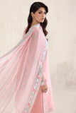 Farasha Embroidered Luxury Chiffon Unstitched 3Pc Suit - Pastel Rose