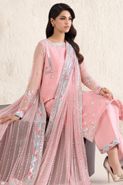 Farasha Embroidered Luxury Chiffon Unstitched 3Pc Suit - Pastel Rose