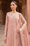 Farasha Ritzier Embroidered Chiffon Unstitched 3Pc Suit - Peach Bell