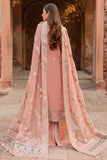 Farasha Ritzier Embroidered Chiffon Unstitched 3Pc Suit - Peach Bell