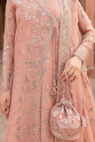 Farasha Ritzier Embroidered Chiffon Unstitched 3Pc Suit - Peach Bell