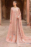 Farasha Ritzier Embroidered Chiffon Unstitched 3Pc Suit - Peach Bell