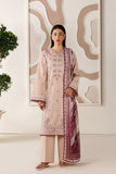 Farasha Summer Melody Embroidered Lawn Unstitched 3Pc Suit - Peach Blush