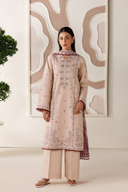 Farasha Summer Melody Embroidered Lawn Unstitched 3Pc Suit - Peach Blush
