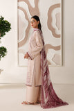 Farasha Summer Melody Embroidered Lawn Unstitched 3Pc Suit - Peach Blush