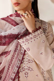 Farasha Summer Melody Embroidered Lawn Unstitched 3Pc Suit - Peach Blush