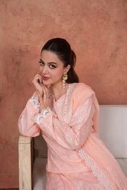 Feathers Premium Embroidered Lawn Unstitched 3Pc Suit - Peach Opaline Heirloom