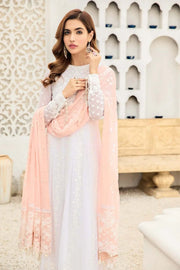 Alizeh Fashion Vol-04 Embroidered Chiffon 3Pc Suit D-02 Peach Pearl