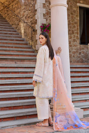 Farasha Sorine Summer Embroidered Lawn Unstitched 3Pc Suit - Peachy Charm