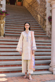 Farasha Sorine Summer Embroidered Lawn Unstitched 3Pc Suit - Peachy Charm