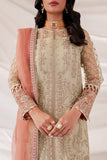 Farasha Lumiere Luxury Embroidered Net Unstitched 3Pc Suit - Pearl Dream