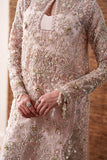 Emaan Adeel Starlit Jewels Unstitched Organza 3Pc Suit - Pearl Essence