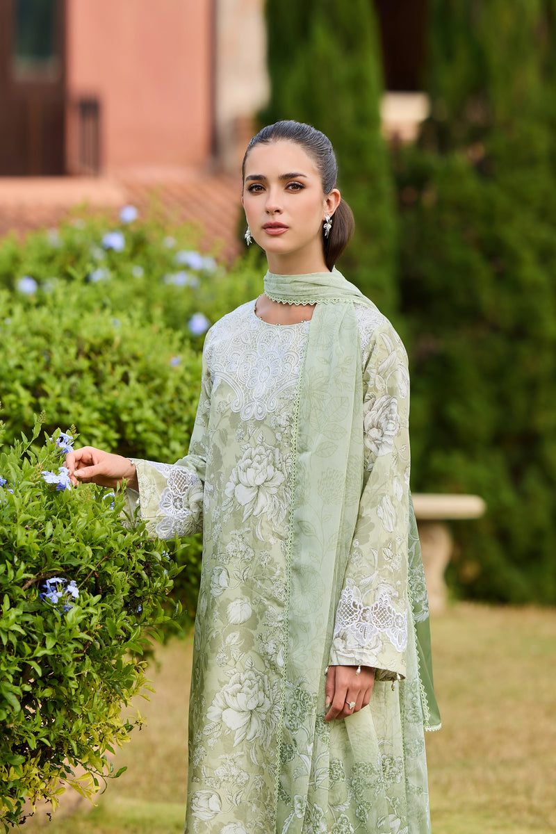 Farasha Sorine Summer Embroidered Lawn Unstitched 3Pc Suit - Pearl Mist