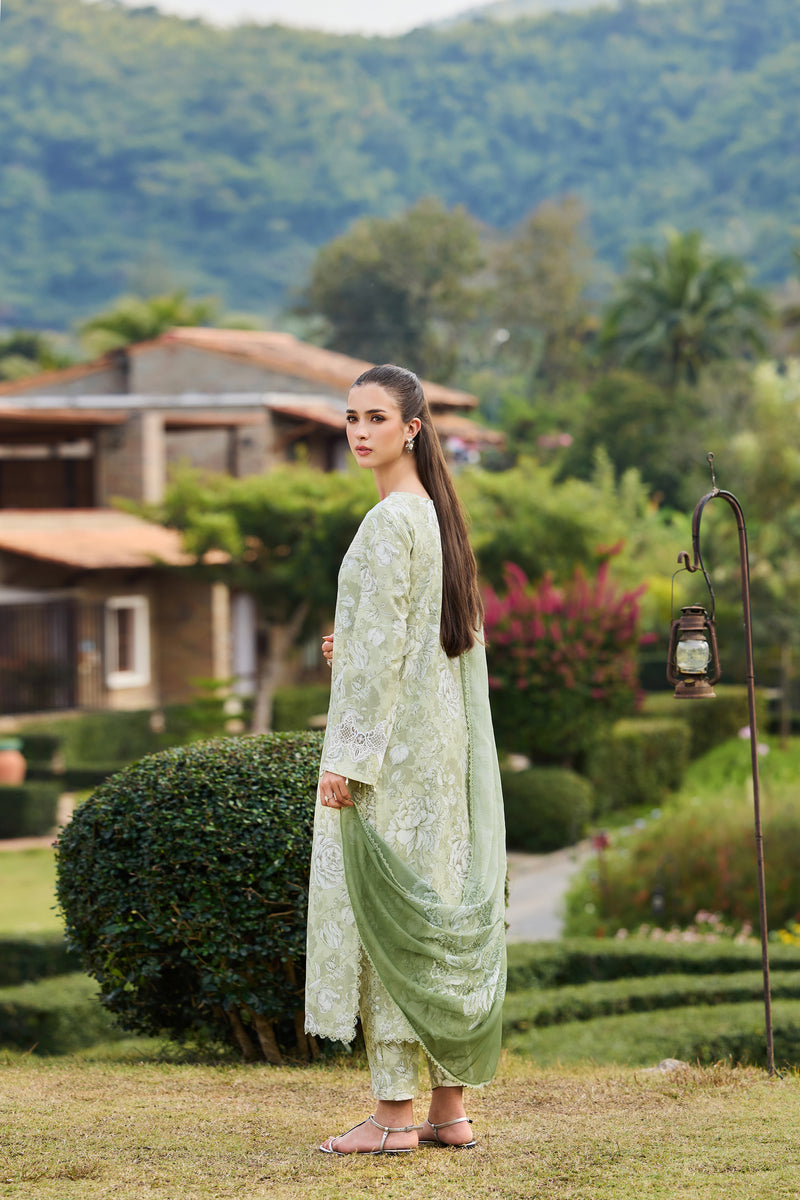 Farasha Sorine Summer Embroidered Lawn Unstitched 3Pc Suit - Pearl Mist