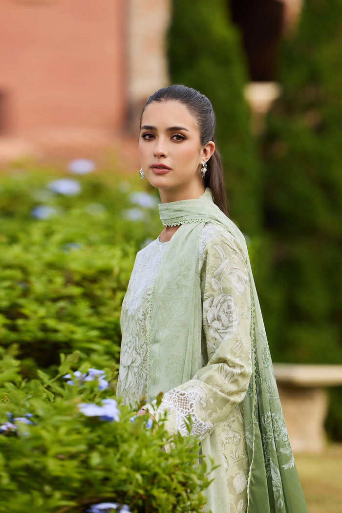 Farasha Sorine Summer Embroidered Lawn Unstitched 3Pc Suit - Pearl Mist