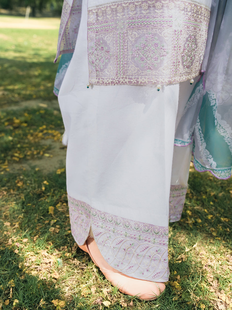 HemStitch The Garden Embroidered Lawn Unstitched 3Pc Suit - Pearl Petal