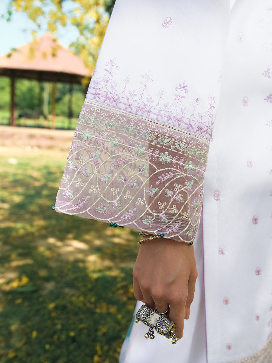 HemStitch The Garden Embroidered Lawn Unstitched 3Pc Suit - Pearl Petal