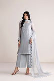 Farasha Luxury Formal Embroidered Chiffon Unstitched 3Pc Suit - Pearl Whisper