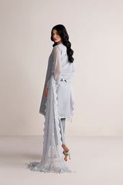 Farasha Luxury Formal Embroidered Chiffon Unstitched 3Pc Suit - Pearl Whisper