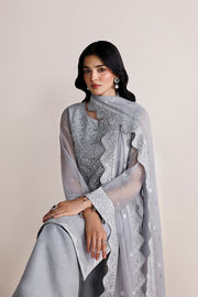 Farasha Luxury Formal Embroidered Chiffon Unstitched 3Pc Suit - Pearl Whisper
