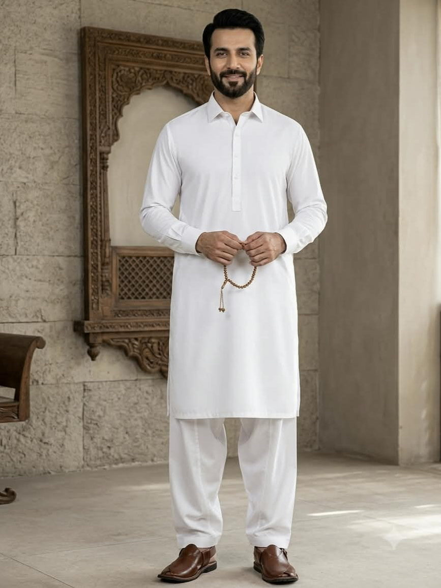 Pearl by Fabrieco Men's Unstitched Blended Soft Finish Suit PRL-Off White