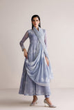 Farasha Fiorella Embroidered Chiffon Unstitched 3Pc Suit - Pearly Clouds