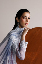 Farasha Fiorella Embroidered Chiffon Unstitched 3Pc Suit - Pearly Clouds