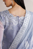 Farasha Fiorella Embroidered Chiffon Unstitched 3Pc Suit - Pearly Clouds