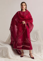 Hussain Rehar Embroidered Luxury Lawn Unstitched 3Pc Suit D-12 PELLE
