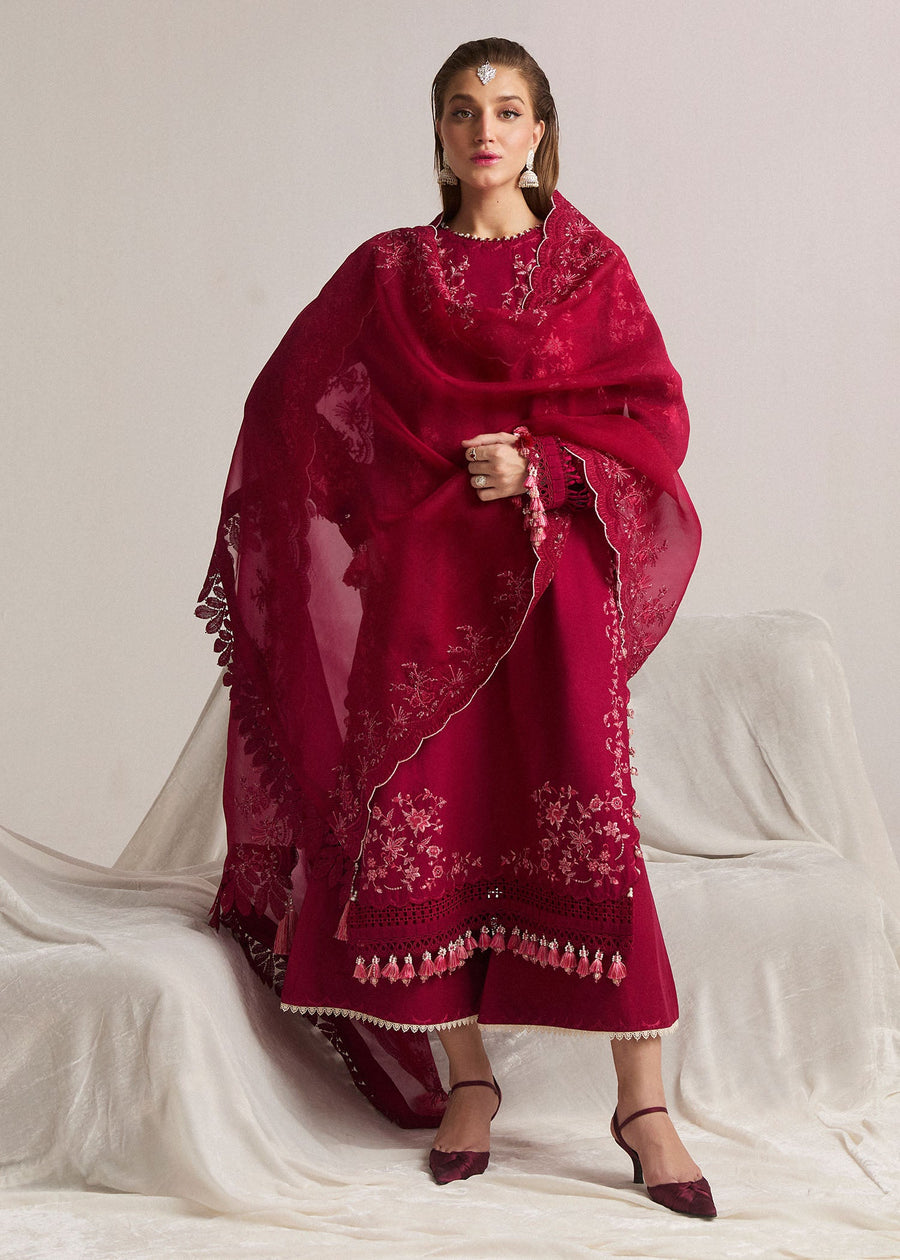 Hussain Rehar Embroidered Luxury Lawn Unstitched 3Pc Suit D-12 PELLE