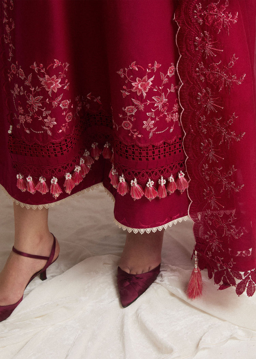 Hussain Rehar Embroidered Luxury Lawn Unstitched 3Pc Suit D-12 PELLE