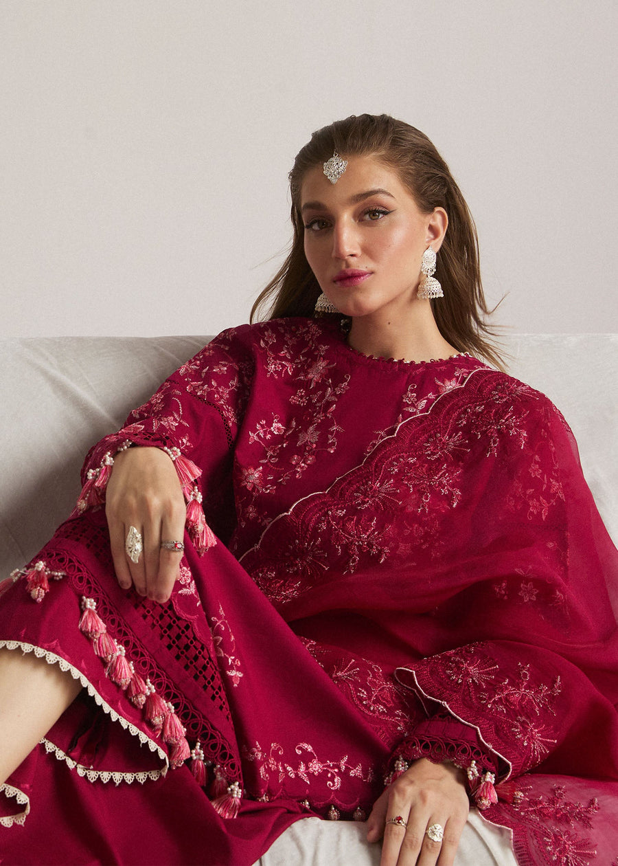 Hussain Rehar Embroidered Luxury Lawn Unstitched 3Pc Suit D-12 PELLE
