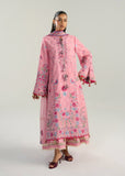 Hussain Rehar ZAN Unstitched Embroidered Lawn 3Pc Suit - Pembe