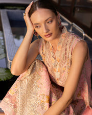 Faiza Saqlain Zinnia Embroidered Luxury Lawn Unstitched 3Pc Suit - Peony