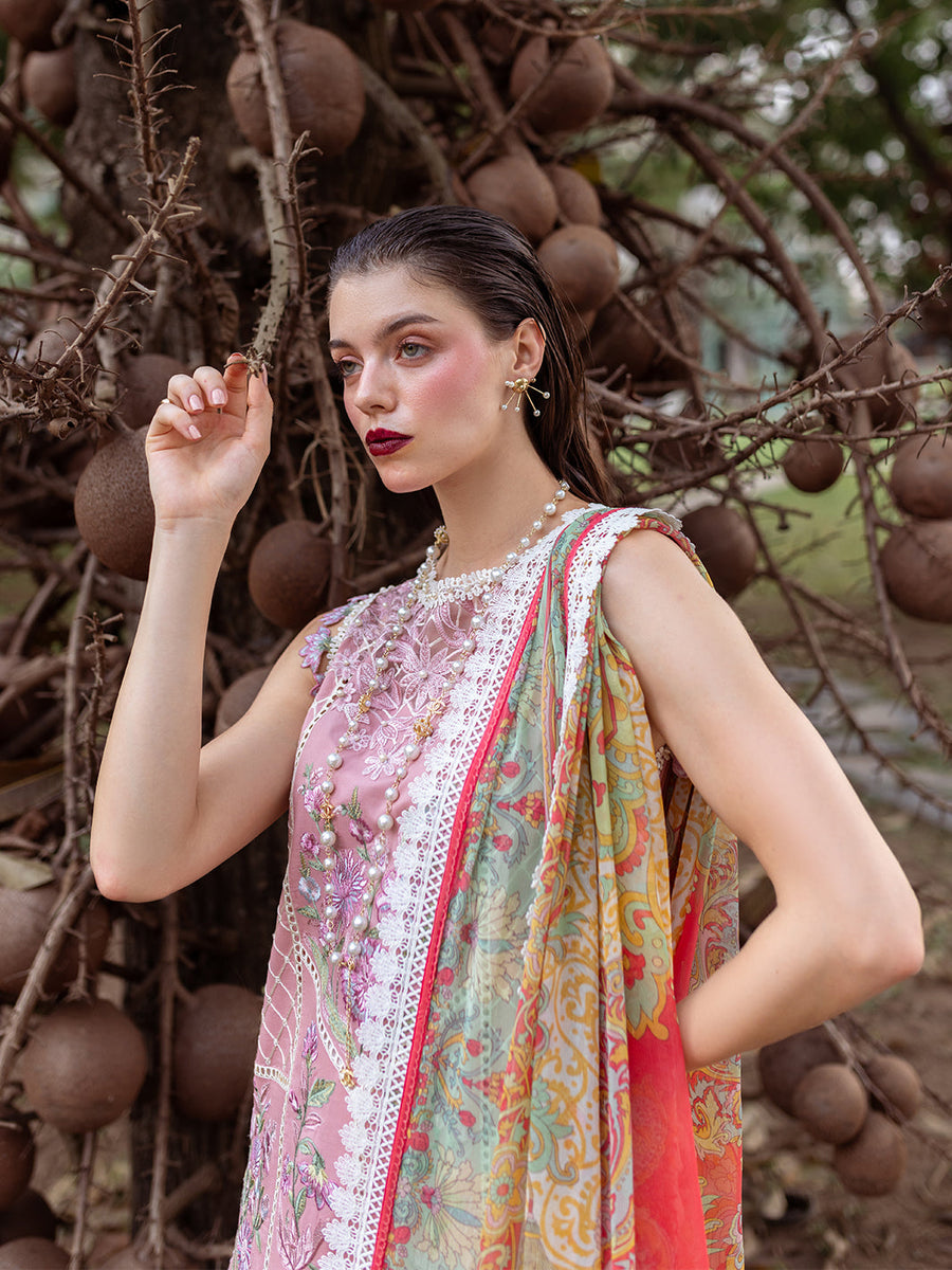 Roheenaz Dahlia Embroidered Lawn Unstitched 3Pc Suit RNZ-04B Peony