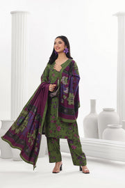 Feathers Digital Printed Dhanak Unstitched 3Pc Suit Peridot Playa-FT789