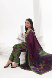 Feathers Digital Printed Dhanak Unstitched 3Pc Suit Peridot Playa-FT789