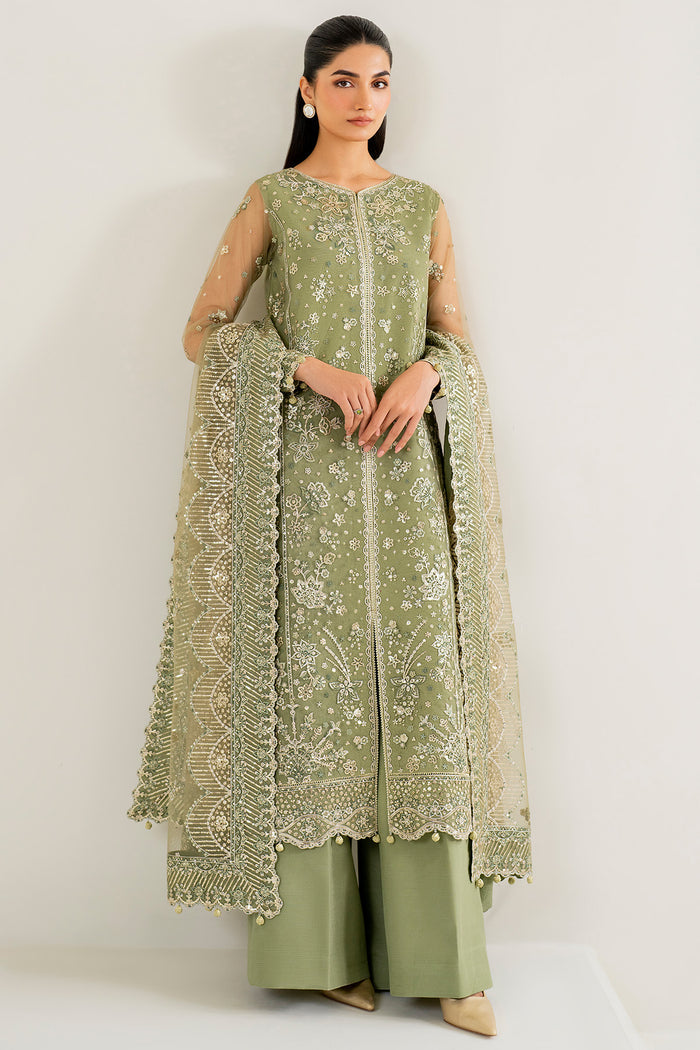 Farasha Luxury Formal Embroidered Net Unstitched 3Pc Suit - Perry