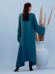Hemstitch Georgette Affair Embroidered Georgette Stitched 2Pc Suit - Persian Blue