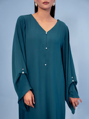 Hemstitch Georgette Affair Embroidered Georgette Stitched 2Pc Suit - Persian Blue