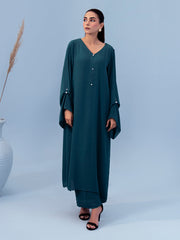 Hemstitch Georgette Affair Embroidered Georgette Stitched 2Pc Suit - Persian Blue