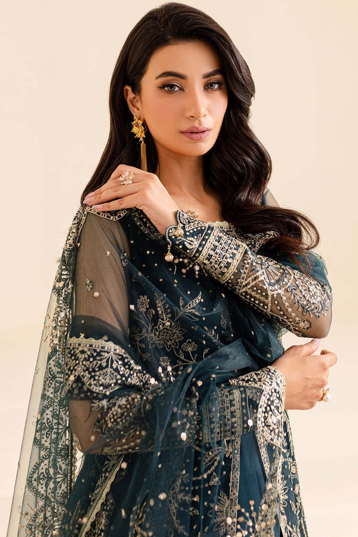 Farasha Luxury Formal Embroidered Net Unstitched 3Pc Suit - Petal Dream