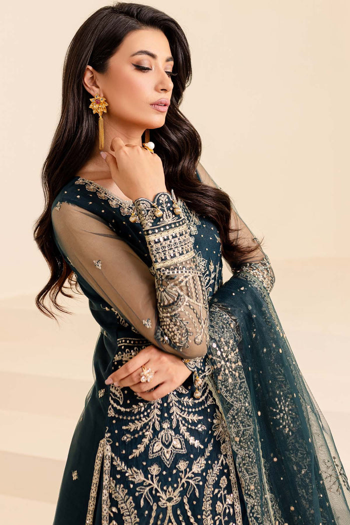 Farasha Luxury Formal Embroidered Net Unstitched 3Pc Suit - Petal Dream