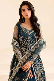 Farasha Luxury Formal Embroidered Net Unstitched 3Pc Suit - Petal Dream