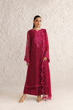 Farasha Luxury Formal Embroidered Chiffon Unstitched 3Pc Suit - Petal Garnet