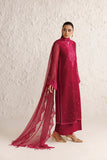 Farasha Luxury Formal Embroidered Chiffon Unstitched 3Pc Suit - Petal Garnet